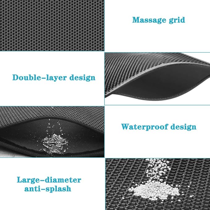Cat Litter Mat, 30"X24" Large Double Layer Litter Trapping Mat, Waterproof/Urineproof, Easy to Clean Kitty Litter Mats for Floor, Scatter Control (Grey-1Pack)