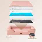 EHEYCIGA Orthopedic XL Dog Beds, Waterproof Memory Foam Dog Bed for Extra Large Dogs, Non-Slip Bottom and Egg-Crate Foam Big Pet Couch Bed with Washable Removable Cover, Dusty Pink