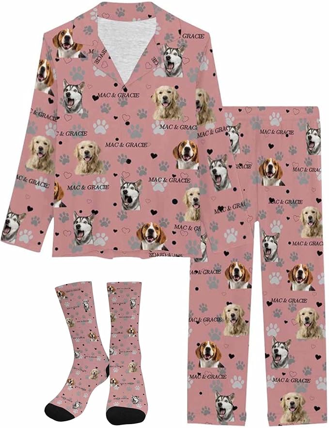 Artsadd Personalized Pajamas with Faces for Women Men Custom Christmas Pajamas Gifts for Family Couple, Funny Photo Pjs