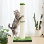 34inch Cat Scratching Post with Natural Sisal Rope 4.3Inch Large Diameter Scratcher Post Tree for Indoor Cats Green