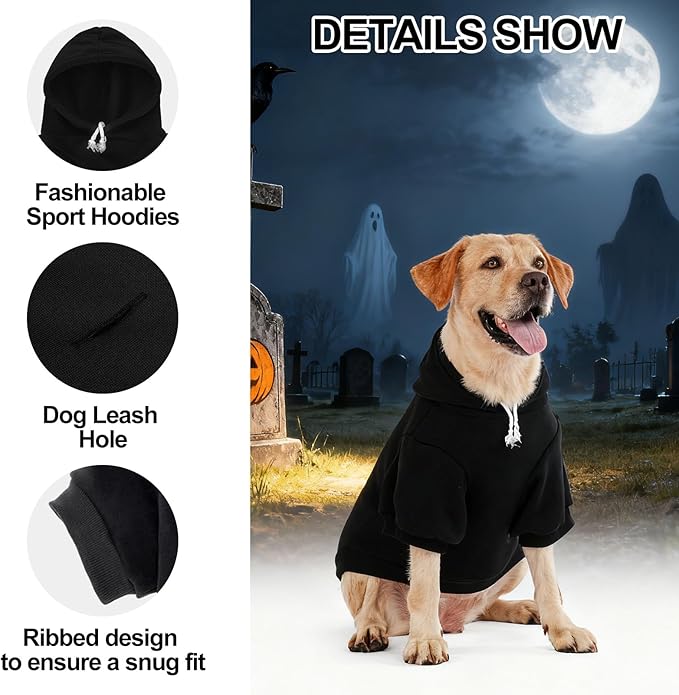 EXPAWLORER Dog Hoodie-Soft and Warm Dog Sweaters, Pet Clothes Autumn Winter Coat Sweatshirt with Halloween Theme Print for Puppy,Cat, Small Medium Large Dogs
