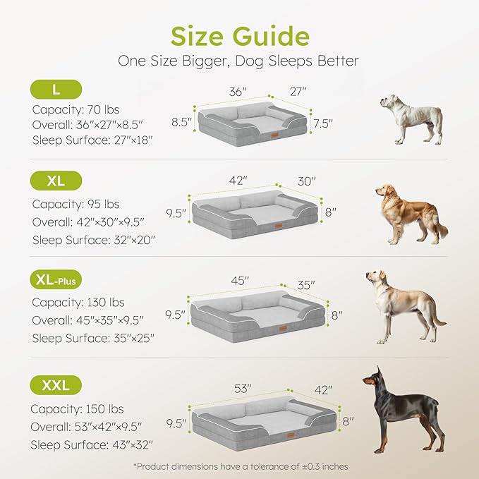Jumbo Dog Beds for Extra Large Dogs, Orthopedic Dog Bed with Cooling Gel Memory Foam, Waterproof Pet Bed with Removable Washable Cover, 45" Pet Sofa Couch Velvet with Bone Toy, Light Gray