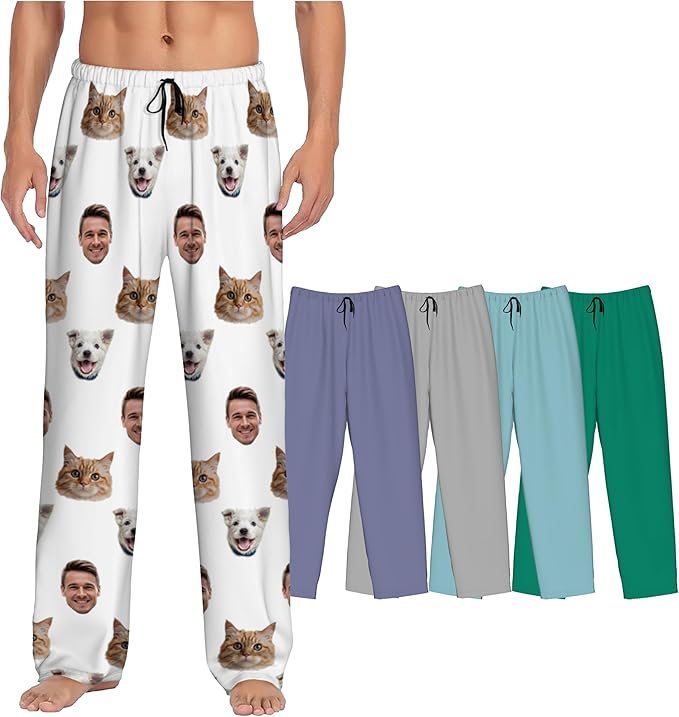 Custom Pajamas Pants With Photo Face Custom PJ Pants Personalized Gifts For Women Men Pet Dog Cat Christmas Valentines