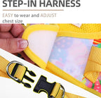 PUPTECK Dog Harness and Leash Set for Small Medium Dogs No Pull Step-in Soft Mesh Puppy Cat Vest Harnesses Reflective at Night, Easter Light Yellow, M