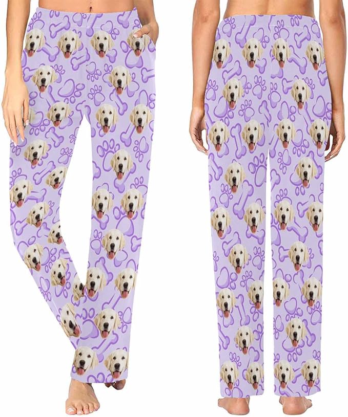 Custom Face Pajamas Pants Personalized Nightwear Bottoms for Women XS-XXL