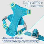 Cat Harness and Leash Set Escape Proof for Kitten Walking, Soft Adjustable Top Handle Vest Harnesses for Cats, Easy Control Breathable Reflective Small Medium Large, Blue,M