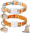 Unique Style Paws Fall Kitten Collar,2 Pack Orange Cat Collar with Sunflower Pattern,Breakaway Cat Collar with Bell,Cute Paw Pendant,Ideal Gift for Boy Girl Cats,Pet Supplies Accessories