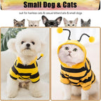 DENTRUN Sphynx Hairless Cats Costume Funny Bee Warm Winter Sweater Cute Pullover Kitten Shirts Breathable Cat Leisure Wear Turtleneck Vest Adorable Cat's Clothes Jacket Pajamas Jumpsuit, S