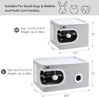 Cat Bed for Indoor Cats Cube House, Covered Cat Cave Beds & Furniture with Scratch Pad and Hideaway Tent, Cute Modern Cat Condo for Multi Small Pet Large Kitten Kitty, Khaki