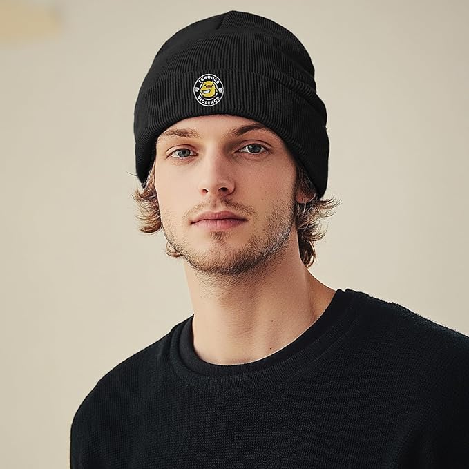 Funny Beanies Warm Knit Hats Fall Winter Black Hip Pop Knit Hat Cap for Women Men