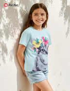 PATPAT Girls Crewneck Short Sleeve Graphic Tees Animal Print Shirts Cute Summer Outfits 5-12 Years