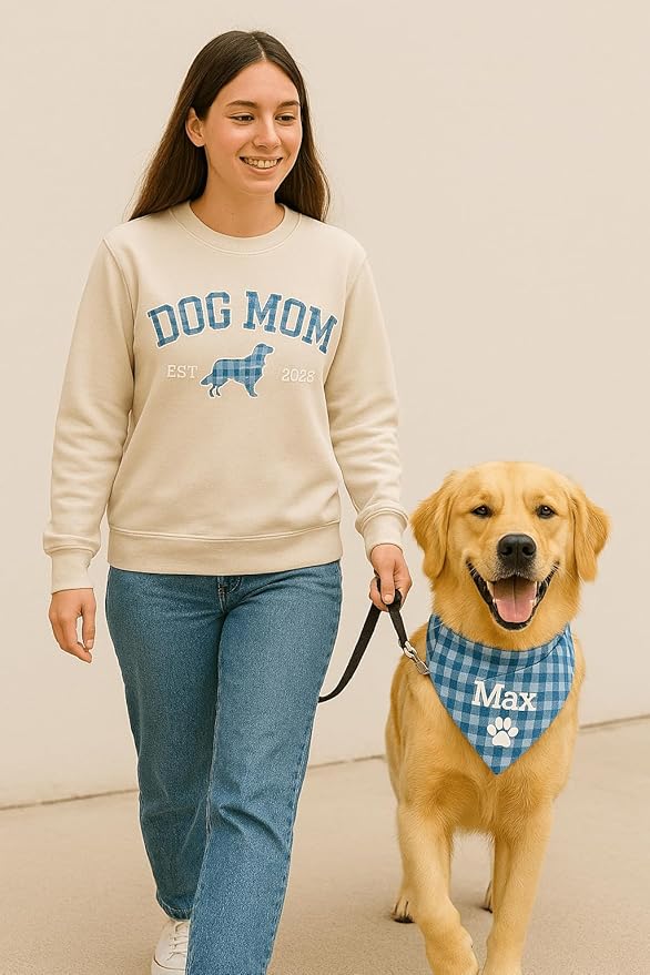 NAZENTI Personalized Dog Mom Sweatshirt, Cat Lovers Gift, Matching Dog and Owner Sweater, Gift Christmas Memorial Birthday