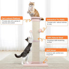 Cat Scratching Post 33 Inch Nature Sisal Cat Scratch Post for Indoor Cats, Large Cat Scratcher Protect Your Furniture Pink