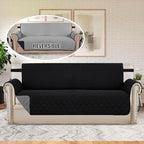 H.VERSAILTEX Reversible Couch Cover Sofa Cover for 3 Cushion Couch Water Resistant Dog Couch Protector Furniture Cover for Pet Non Slip Sofa Couch Cover with Elastic Strap(Oversized Sofa, Black/Grey)