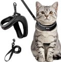 Cat Harness and Leash Set,Escape Proof Kitten Harness,Step in Adjustable Soft Lightweight,Easy Control,Reflective Strips Comfortable for Walking Travel(Black,XXXS)