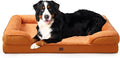 EHEYCIGA Orthopedic Dog Beds for Extra Large Dogs, Waterproof Memory Foam XXL Dog Bed with Sides, Non-Slip Bottom and Egg-Crate Foam Big Pet Couch Bed with Washable Removable Cover,Pumpkin Orange