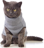 Stretchy Cat Sweater - 17 Colors & 6 Sizes | Snug Winter-Ready Knit for Boy/Girl Cats & Kittens(Grey, Large)