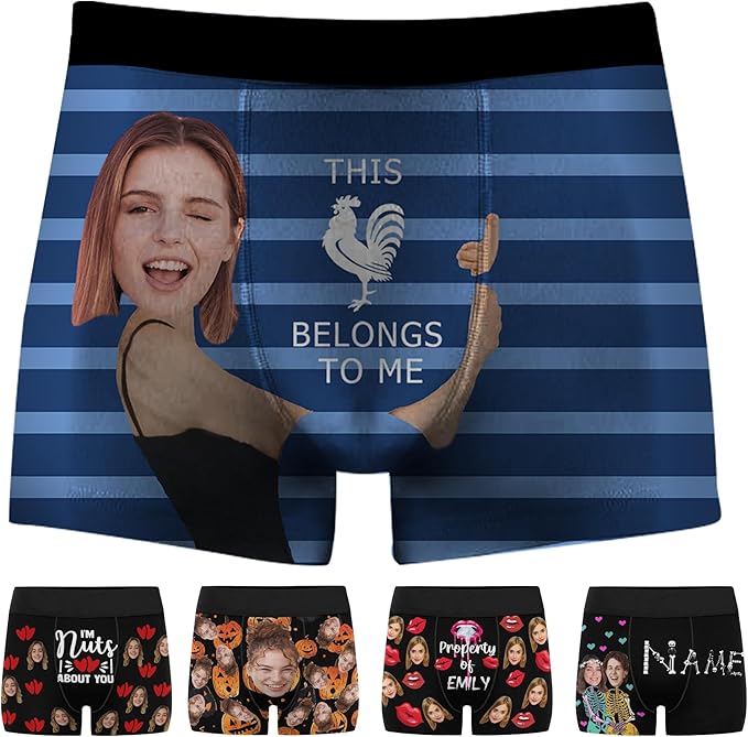 M YESCUSTOM Custom Faces Funny Short Briefs Gift for Husband Underwear