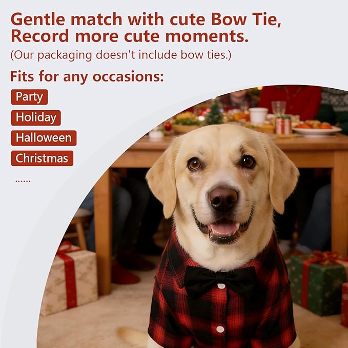 Koneseve Dog Shirt, Pet Plaid Clothes Shirt T-Shirt, Sweater Bottoming Shirt for Small Dog Cat Puppy Grid Adorable Wearing Stylish Cozy Halloween,Christmas Costumes (Red;L/Large)