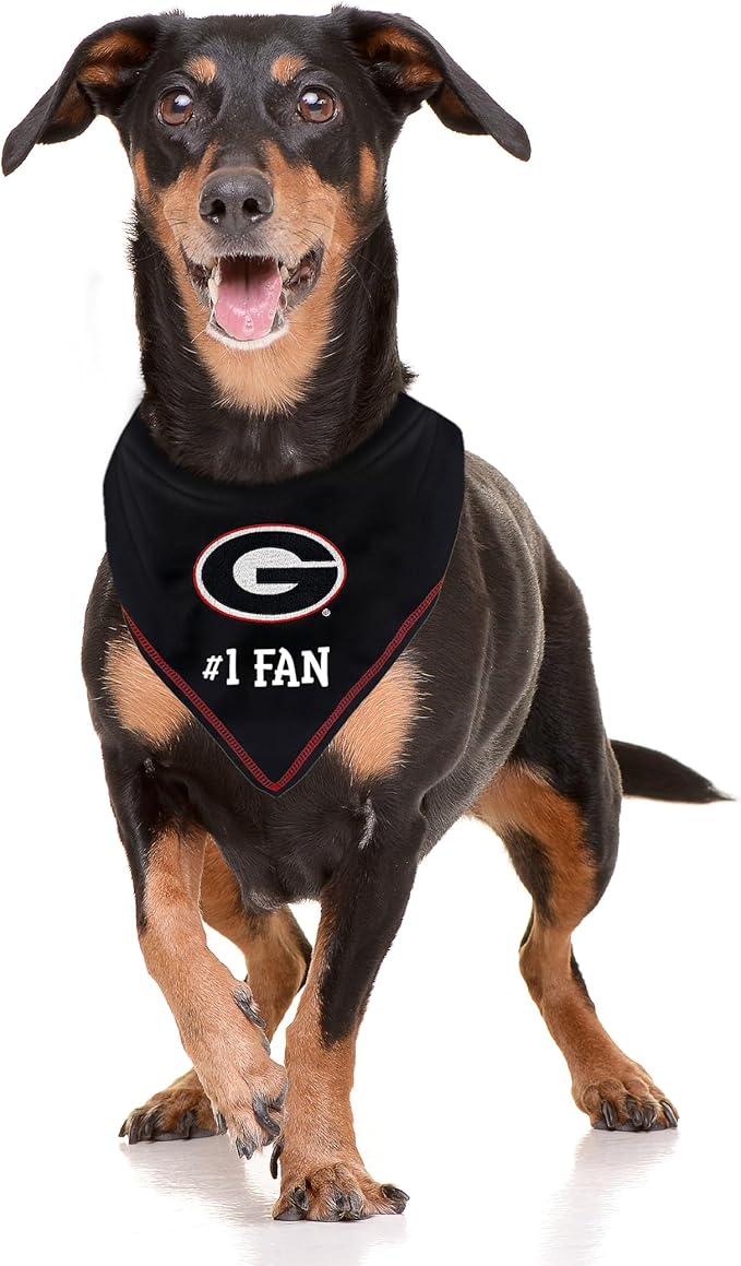 NCAA Georgia Bulldogs Personalized Tie Bandana for Dogs & Cats, Size Large/X-Large. Custom Dog Scarf Bib for Pet Cat Dog. Ultimate Game-Day & Party Customizable Bandana