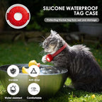 Smart Cat GPS Tracker, Cat GPS Tracker Compatible with Apple Find My App (Only iOS), No Monthly Fee, Waterproof (White Tracker, Red Cat Collar)