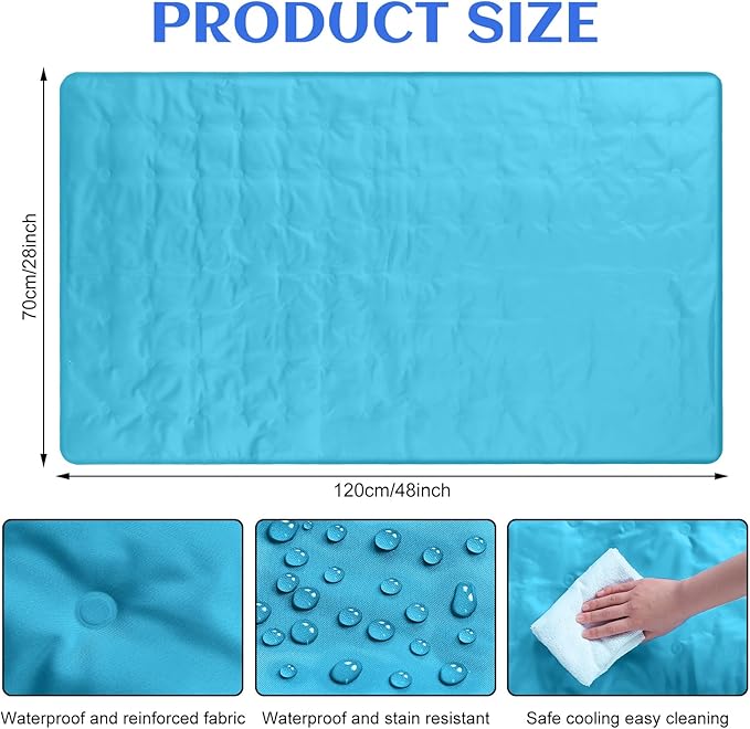 Cooling Pad Mat for Sleep Cooling Mattress Pad Gel for Bed, Relieve Pain, Summer Hot Flashes, Adult, Pets, No Water or Electricity Required(Light Blue,48 x 28 Inch)