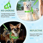 SlowTon No Pull Small Dog Harness and Leash Set, Puppy Soft Vest Harness Neck & Chest Adjustable, Reflective Lightweight Harness & Anti-Twist Pet Lead Combo for Small Medium Dogs (Green-Front Clip,XS)
