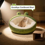 CWV Cute Cat Beds Kitten Beds, Soft Small Dog Beds, Washable Pet Beds for Puppy and Kitty, Funny Frog Cat Cave, 23 Inches