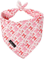 ARING PET Valentine's Day Dog Bandana, Cute Pink Bow Pet Bandanas Scarf Triangle Bibs Handkerchief for Puppy Small Medium Large Boy Girl Dogs-L