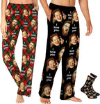 MyPupSocks Custom Pajama Pants for Pet Lover, Personalized Photo Face Printed Pajama Bottoms Sleepwear with Pockets