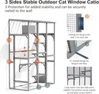 Cat Catio, Large Catio Outdoor Cat Enclosure, Window Enclosure with Waterproof Roof, Multi-Level Platforms, Cozy Sleeping Box & Fun Bridges, Spacious Outdoor Cage for Multiple Indoor Cats,100"