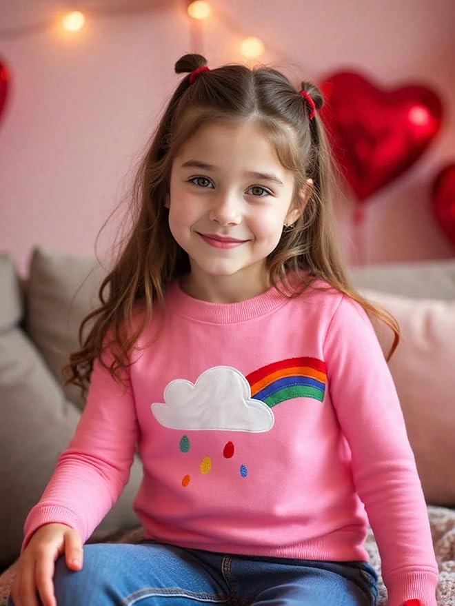 RETSUGO Toddler Baby Girls Sweatshirts Casual Pullover Crewneck Winter Long Sleeve Tops Shirts Clothes 3T-8T