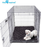 Paw Inspired Washable Padded Crate Mats for Dogs | 41” x 28” Pad, Fits 42-inch Kennels | Leakproof, Waterproof Bottom, Plush Pet Beds (Gray)