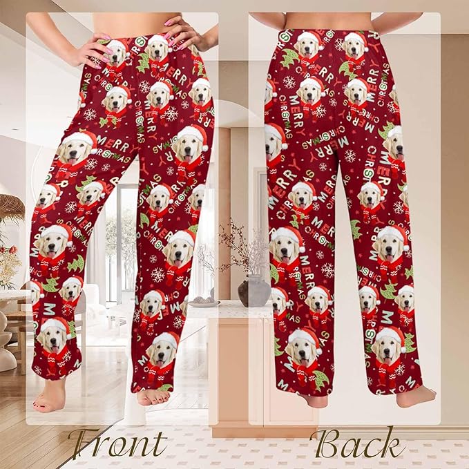 Custom Couple Pajama Pants Sock with Funny Face, Personalized PJ Anniversary Birthday Women Men Pants