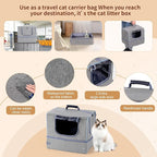 Cat Enclosed Travel Litter Box Kit with Lid Odorless Dustless, Lightweight Cat Portable Foldable Litter Box for Indoor and Car