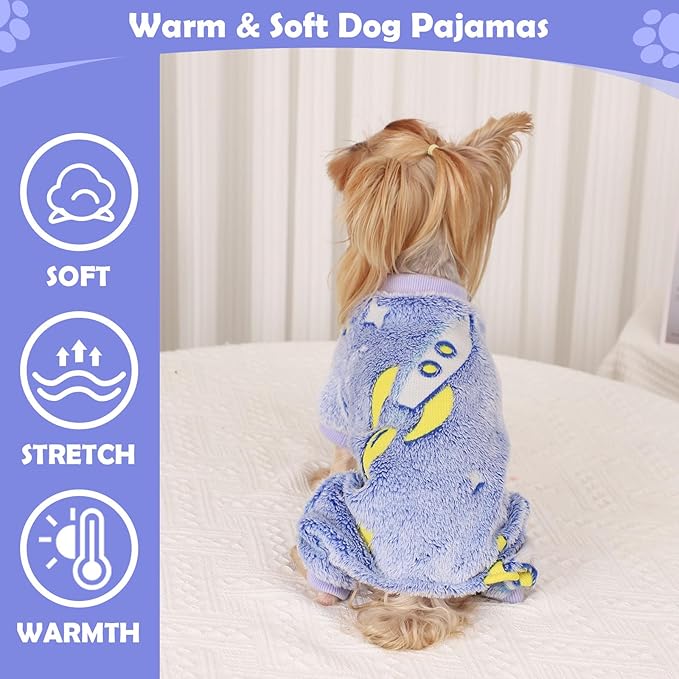 Dog Sweaters Small Girl Warm Fleece Pajamas, Cute Extra Small Dog Clothes, 4 Legs Puppy Jumpsuit Pjs Soft Stretchy Doggie Onesies Pet Outfit Apparel for Chihuahua Yorkie, Navy Blue, XXXS