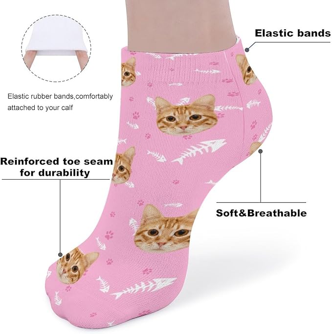 Personalized Ankle Socks with Face Custom Photo Socks Low Cut Ankle Socks Athletic Socks Valentine's Day Gifts for Women Men