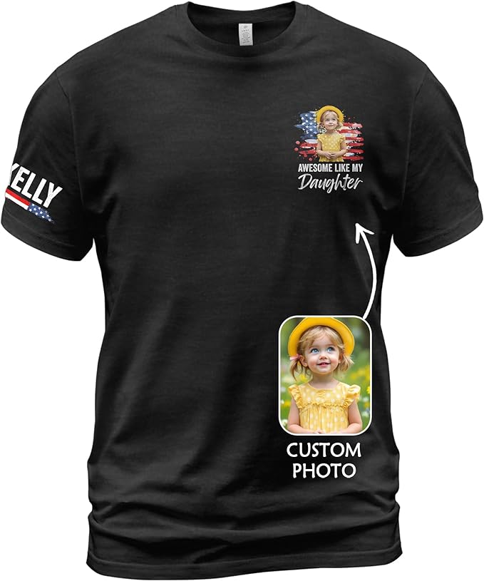 Customized Awesome Like My Daughter Shirts, Fathers Day Shirt with Kids Names, Funny Dad Shirts for Men