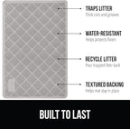 GORILLA GRIP Cat Litter Box Mat, 47x35, Water Resistant, US Designed Kitty Litter Trapping Mats, Easy to Clean, Scatter Control, Less Mess and Clean Floors, Kitten Supplies for Indoor Cats, Light Gray