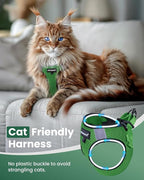FAYOGOO Cat Harness, Cat Leash and Harness Set for Walking Escape Proof, Harness for Small Cats/Small Dogs, Large Kitten/Puppy Harness and Leash, Harness for Cats S-XXL(Neon Green, XX-Large)