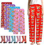 Custom Couple Pajama Pants Sock with Funny Face, Personalized PJ Anniversary Birthday Women Men Pants