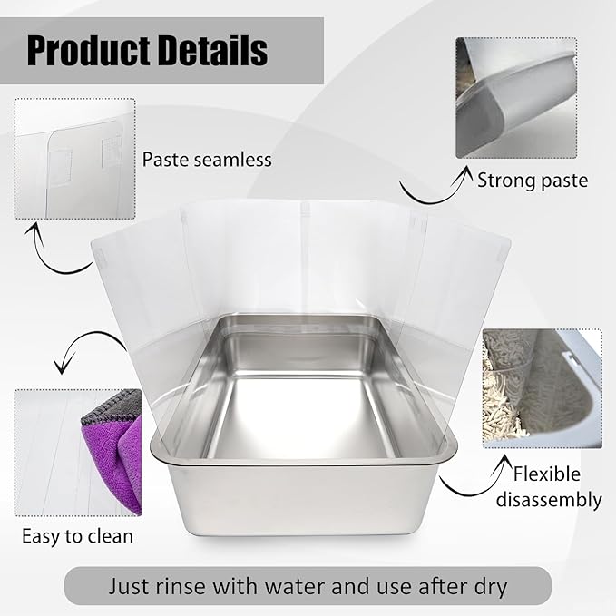 9PCS Cat Litter Box Pee Shields,Transparent Easy Clean Splash Guard for Open Top Litter Pan 14.5×11.5in- Litter Box Not Included (9, Clear)