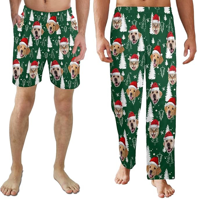Custom Pajama Pants for Men, Personalized PJ Pants with Photos, Custom Mens Pajama Shorts, Gifts for Dad Husband
