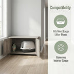 Homhedy 39.4" L Cat Litter Box Enclosure, Pet House with Barn Door, Wooden Cat Washroom Furniture, Fit Most of Litter Box, Greige