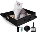 Portable Litter Box for Cats Kitten Foldable Travel Litter Box with Lid, Leak-Proof No Smell Easy to Carry, Clean and Store Easy for Car Travel, Hotle Stays and Road Trip 18x14x5.5 Inches