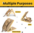 A-Frame Cat Scratchers for Indoor Cats, Wood Frame & Recycled Cardboard Scratch Pad, Dual-Sided Vertical Horizontal Scratching Board, Space-Saving Furniture Protector for Sofa Walls, Medium