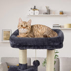 FISH&NAP Cute Cat Tree Kitten Cat Tower for Indoor Cat Condo Sisal Scratching Posts with Jump Platform Cat Furniture Activity Center Play House Smoky Grey