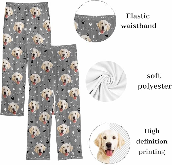 Custom Couple Pajama Pants Sock with Funny Face, Personalized PJ Anniversary Birthday Women Men Pants
