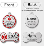 HOPELF Engraved Personalized ESA Tag - Custom Emotional Support Animal Tags for Dogs and Cats - Essential Therapy Pet Name Badge for Collars, Vests, Harnesses - for Most Breeds