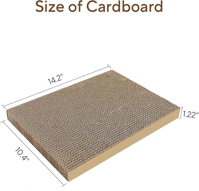 AUSCAT Cat Cardboard Scratcher, 4 PCS Reversible Cat Scratching Boards with Box for Indoor Kitty to Rest and Play, 14.8" L x 10.8" W x 5.2" H.